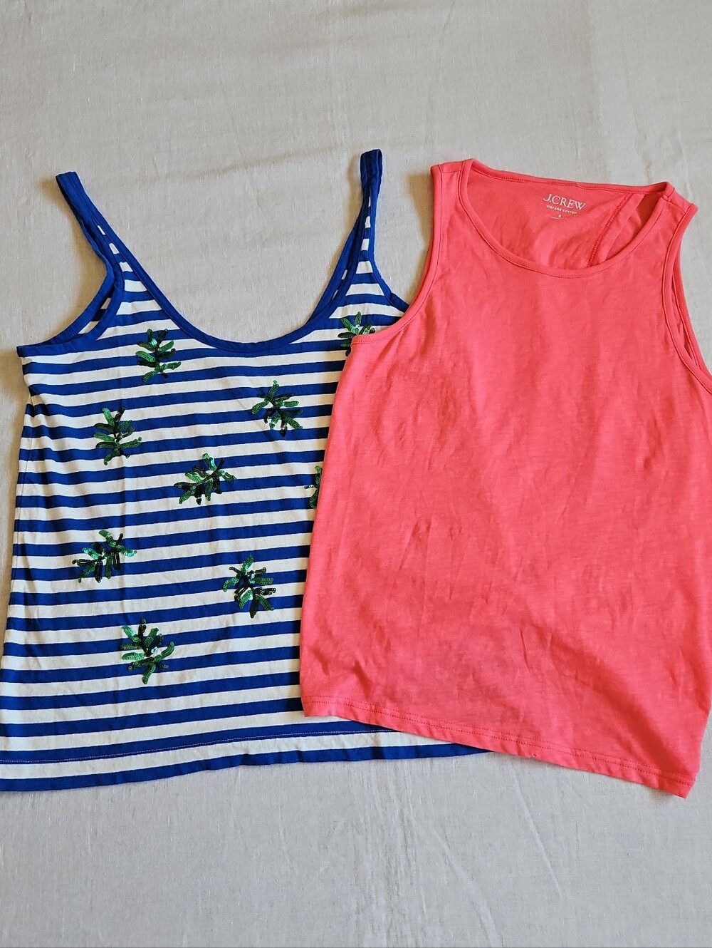 J. Crew Bundle Of 2 Tank Tops Sleeveless  Size Small Striped Blue And Coral